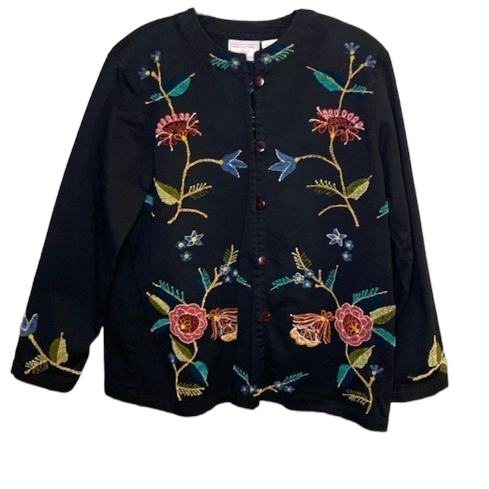 Ikon Clothing 100% Cotton Floral Embroidered Women’s Jacket Sz L